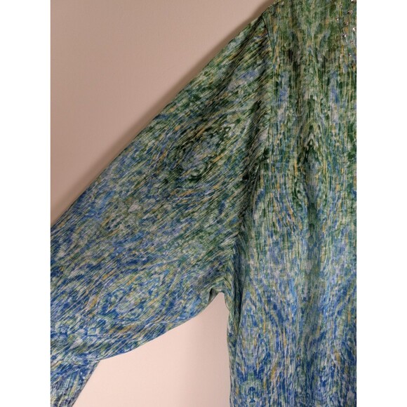 Ruby Rd. Women’s Top Size 3X Embellished V-Neck Blue Green Asymmetric Hem Boho - Picture 4 of 10